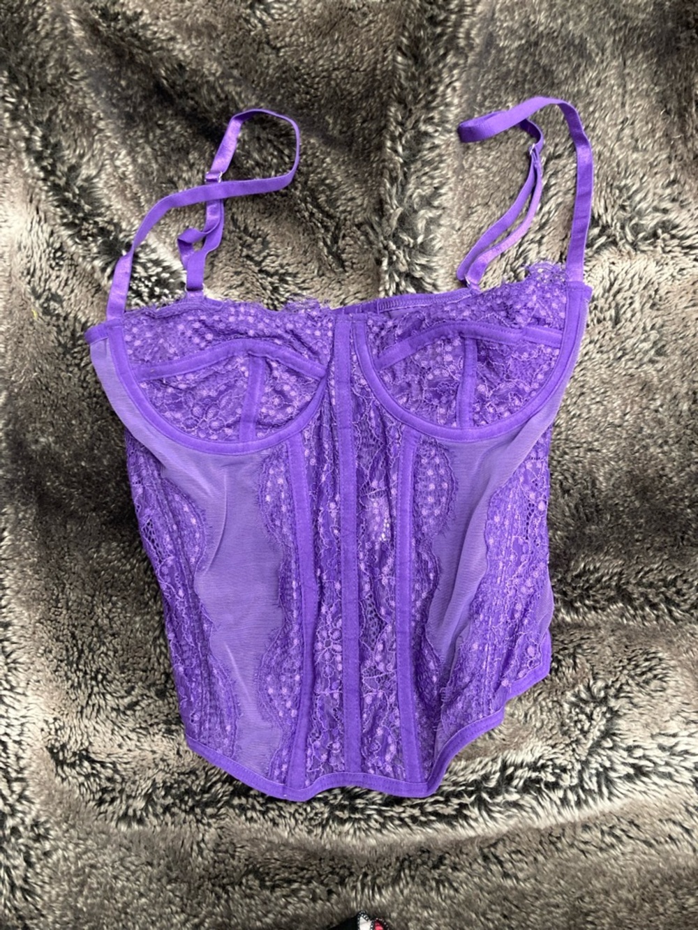 Purple Lace Underwire Bustier Corset Top - Women's Intimates
